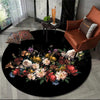 Thickened Colorful Floral Round Black Rug