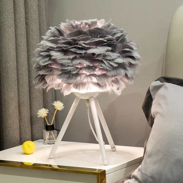 Grey feather floor sales lamp